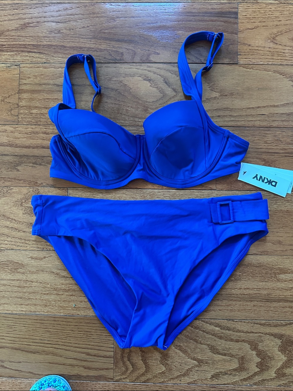 DKNY Electric Blue Bikini Set with Belted Waist
